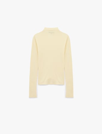 Koyun Yünü Karışımlı Slim Fit Uzun Kollu Dik Yaka Tişört