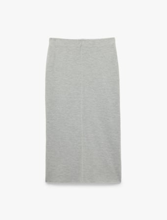 Slim Fit Dikiş Detaylı Midi Boy Kalem Etek
