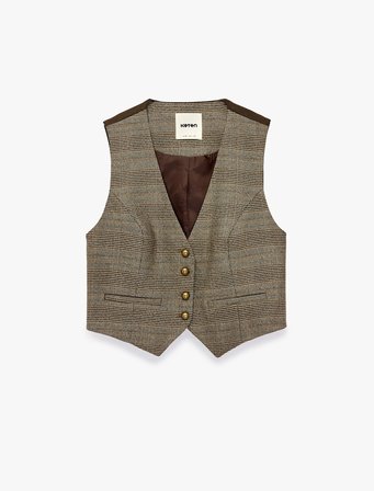 Viskon Karışımlı Slim Fit Düğmeli V Yaka Kolsuz Klasik Yelek