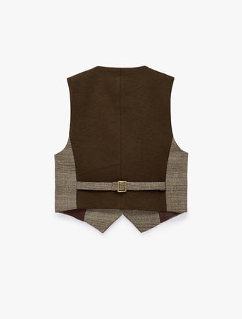 Viskon Karışımlı Slim Fit Düğmeli V Yaka Kolsuz Klasik Yelek