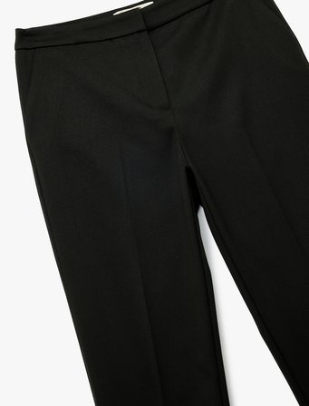 Viskon Karışımlı Regular Fit Duble Paça Cep Detaylı Cigarette Pantolon