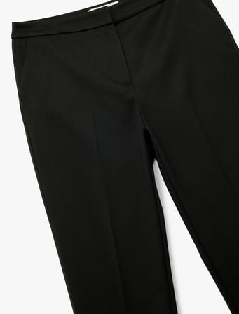 Viskon Karışımlı Regular Fit Duble Paça Cep Detaylı Cigarette Pantolon