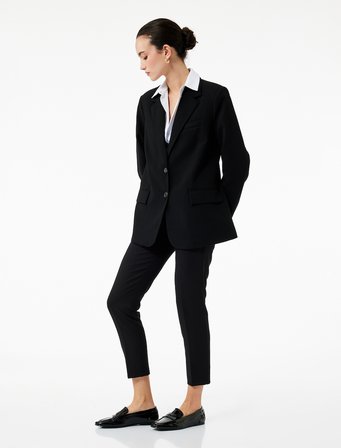 Cepli Yüksek Bel Slim Fit Cigarette Pantolon
