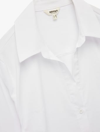 Slim Fit Düğmeli Klasik Yaka Uzun Kollu Poplin Gömlek