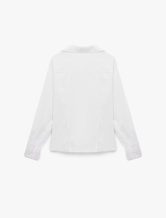 Slim Fit Düğmeli Klasik Yaka Uzun Kollu Poplin Gömlek