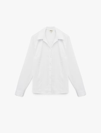 Slim Fit Düğmeli Klasik Yaka Uzun Kollu Poplin Gömlek