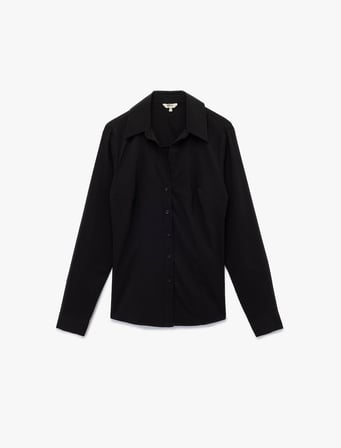 Slim Fit Düğmeli Klasik Yaka Uzun Kollu Poplin Gömlek