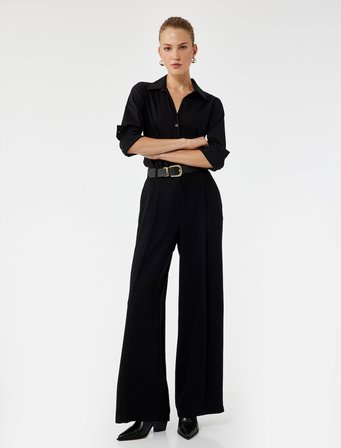 Slim Fit Düğmeli Klasik Yaka Uzun Kollu Poplin Gömlek
