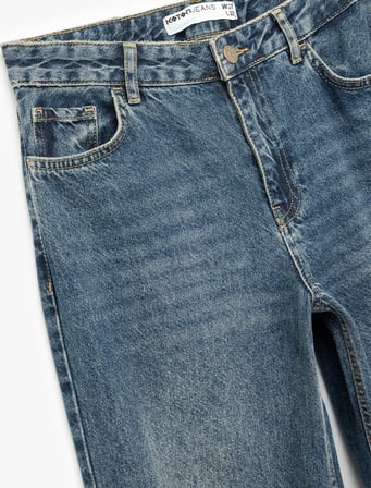 Pamuklu Düz Kesim Düz Paça Jean Pantolon - Straight Jeans