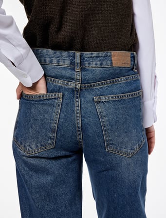Pamuklu Düz Kesim Düz Paça Jean Pantolon - Straight Jeans