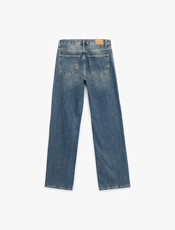 Pamuklu Düz Kesim Düz Paça Jean Pantolon - Straight Jeans