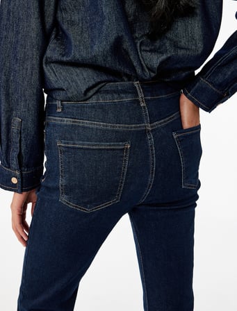 Yüksek Bel Düğmeli Dar Kesim İspanyol Paça Jean Pantolon - Flare Jeans