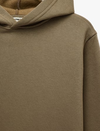 Pamuklu Uzun Kollu Kapşonlu Şardonlu Oversize Sweatshirt