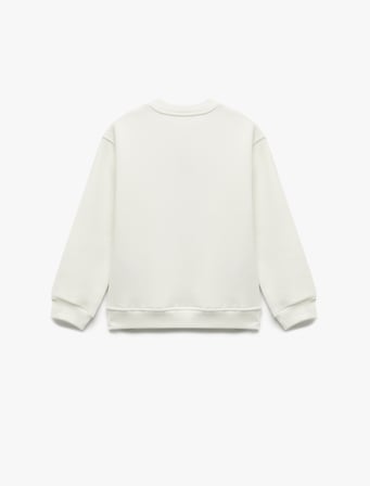 Geyik Nakış Detaylı Uzun Kollu Bisiklet Yaka Şardonlu Sweatshirt