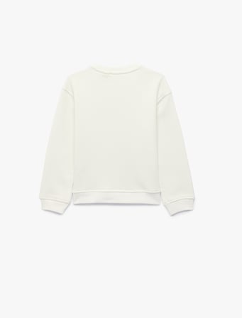Stitch Baskılı Şardonlu Uzun Kollu Bisiklet Yaka Lisanslı Sweatshirt