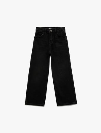 Pamuklu Loose Fit Geniş Paça Denim Pantolon