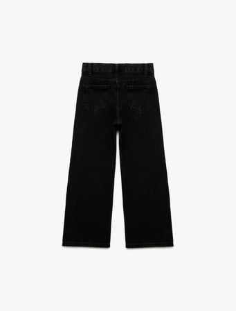 Pamuklu Loose Fit Geniş Paça Denim Pantolon