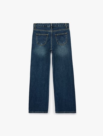Pamuklu Loose Fit Geniş Paça Denim Pantolon