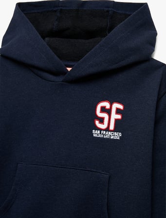 Baskılı Şardonlu Kanguru Cepli Uzun Kollu Kapşonlu Sweatshirt