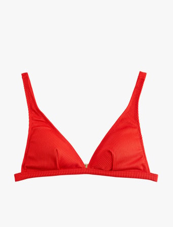 Dokulu V Yaka Bralet Bikini Üst