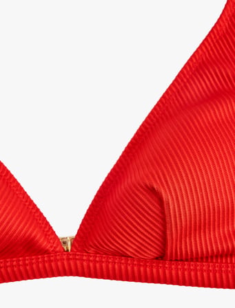 Dokulu V Yaka Bralet Bikini Üst