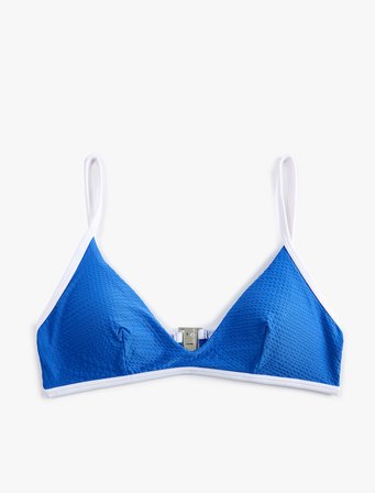 Koton X Sibil Çetinkaya - Kontrast Detaylı Dokulu Kobalt Mavi Bralet Bikini Üstü