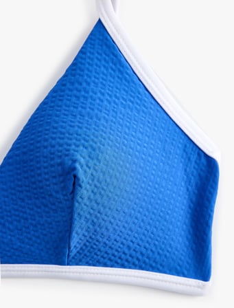 Koton X Sibil Çetinkaya - Kontrast Detaylı Dokulu Kobalt Mavi Bralet Bikini Üstü