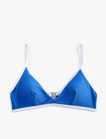 Koton X Sibil Çetinkaya - Kontrast Detaylı Dokulu Kobalt Mavi Bralet Bikini Üstü