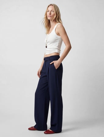 Standart Bel Kemerli Geniş Paça Pantolon