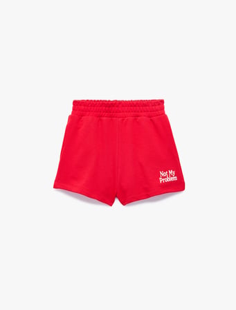 Rahat Kalıp Baskılı Normal Bel Lastikli Mini Spor Şort