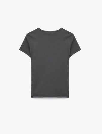Slim Fit Kısa Kollu Bisiklet Yaka Pamuklu Hibiskus Baskılı Tişört