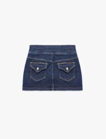 Cep Detaylı Rahat Kalıp Denim Mini Etek