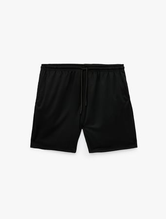 Cepli Straight Fit Beli Bağcıklı Spor Şort
