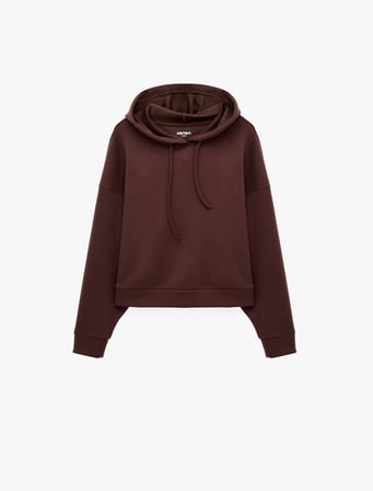 Basic Uzun Kollu Bağcıklı Kapüşonlu Oversize Spor Sweatshirt