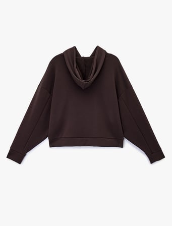Basic Uzun Kollu Bağcıklı Kapüşonlu Oversize Spor Sweatshirt