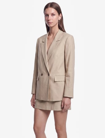 Regular Fit Düğmeli Cep Detaylı Kruvaze Yaka Blazer Ceket