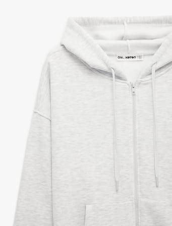 Uzun Kollu Şardonlu Cepli Rahat Kalıp Fermuarlı Kapüşonlu Sweatshirt