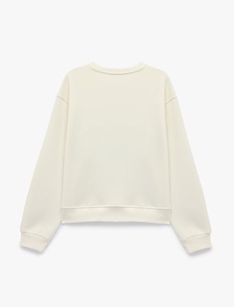 Şardonlu Bisiklet Yaka Uzun Kollu Rahat Kalıp Baskılı Sweatshirt