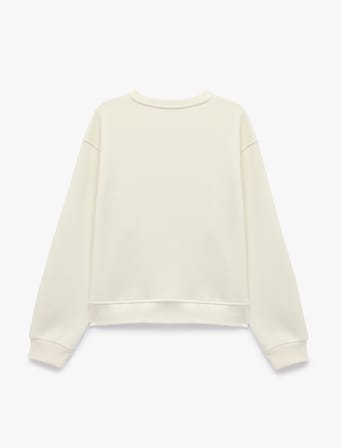 Şardonlu Bisiklet Yaka Uzun Kollu Rahat Kalıp Baskılı Sweatshirt