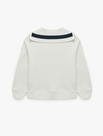 Üç İplik Şardonlu Yarım Fermuarlı Yaka Baskılı Oversize Sweatshirt