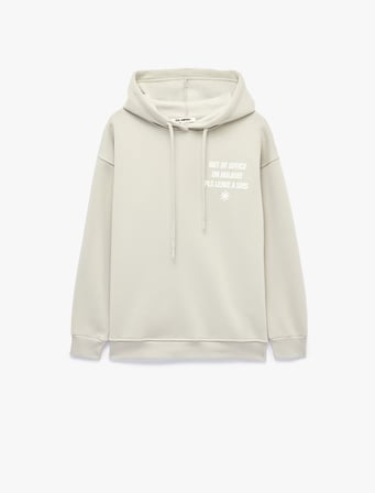 Rahat Kalıp Şardonlu Kapüşonlu Uzun Kollu Arkası Baskılı Sweatshirt