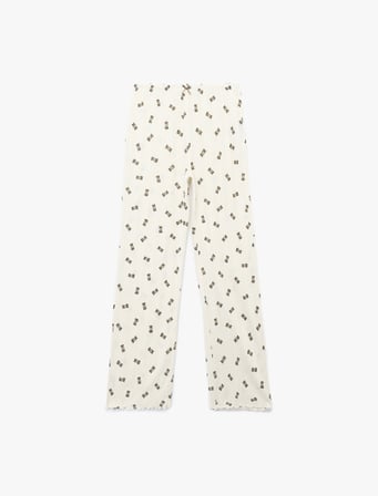Pamuklu Rahat Kalıp Ayıcık Baskılı Pijama Altı