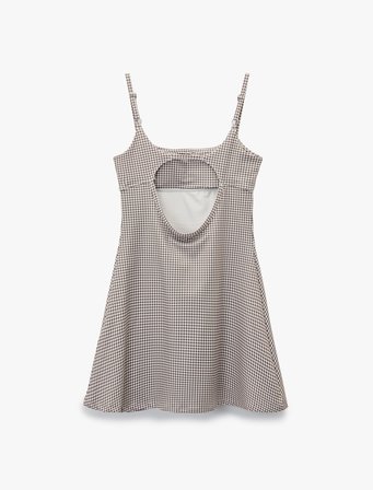 Slim Fit İp Askılı Pencere Detaylı Mini Spor Elbise
