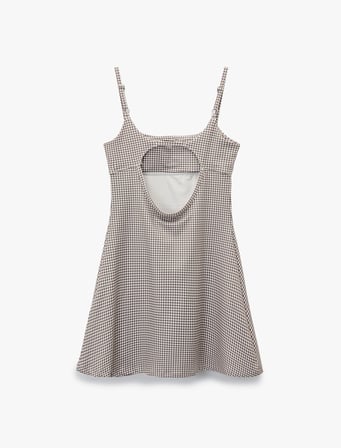 Slim Fit İp Askılı Pencere Detaylı Mini Spor Elbise