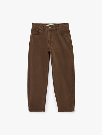 Regular Fit Normal Bel Düz Paça Pamuklu Balon Pantolon - Balloon Jeans