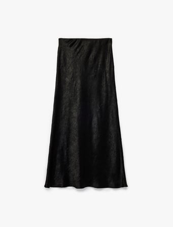Balık Form Slim Fit Dokulu Saten Midi Etek