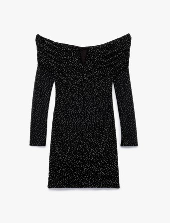 Koton X Sibil Çetinkaya - Kayık Yaka Uzun Kollu Taşlı Bodycon Mini Abiye Elbise