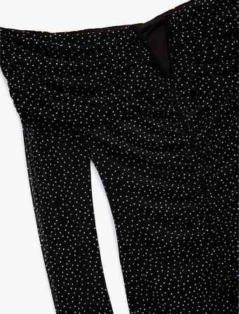 Koton X Sibil Çetinkaya - Kayık Yaka Uzun Kollu Taşlı Bodycon Mini Abiye Elbise