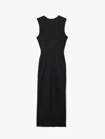 Metal Aksesuarlı Slim Fit Kolsuz Bisiklet Yaka Uzun Elbise
