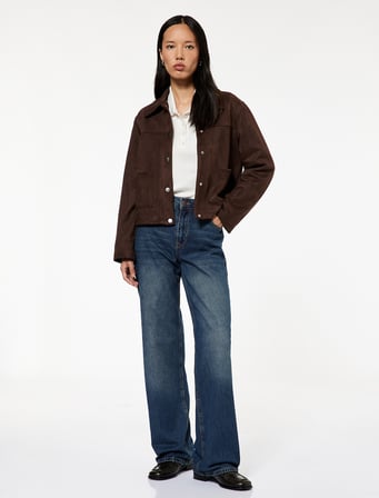 Normal Bel Cepli Düğmeli Düz Paça Pamuklu Denim Pantolon - Straight Fit Jean